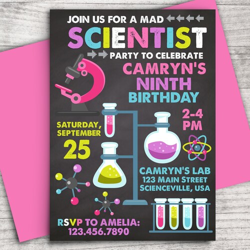 Science Invitation Printable Mad Science Birthday Party | Etsy