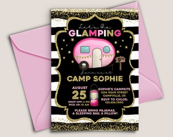 Glamping Camping Birthday Invitation