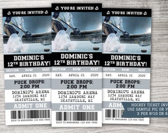 Hockey Birthday Invitation Ticket