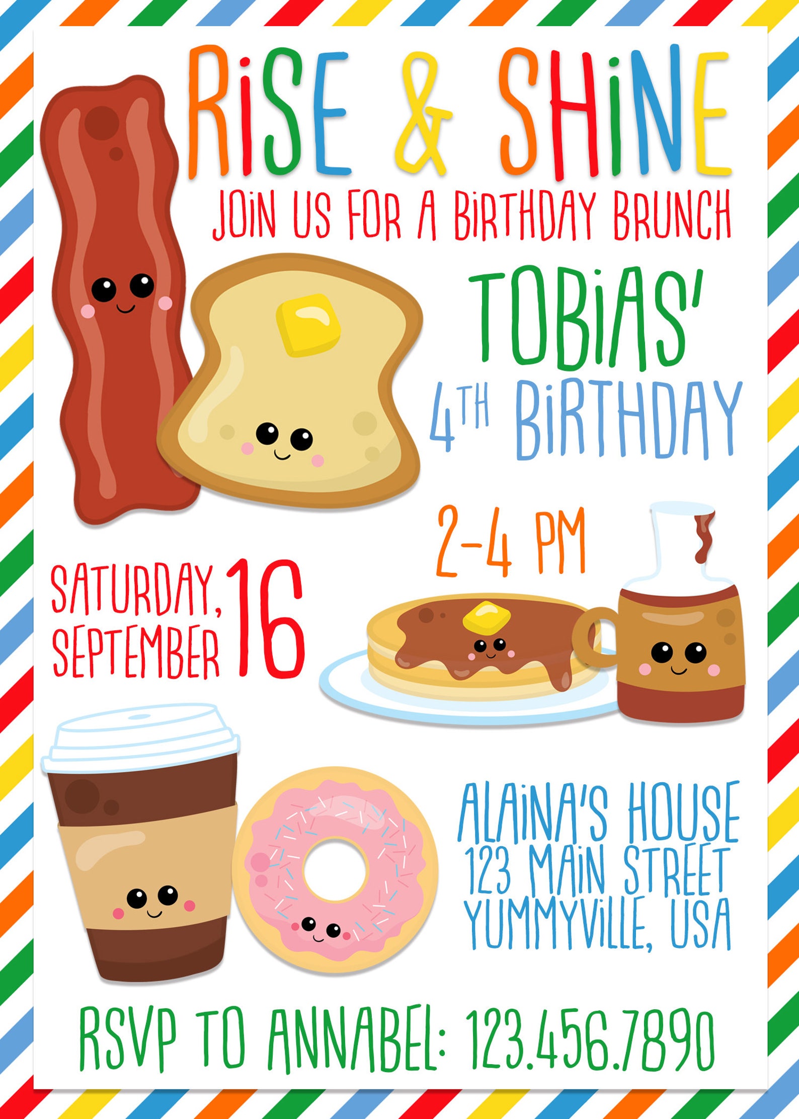 Cute Breakfast Birthday Invitation - Etsy
