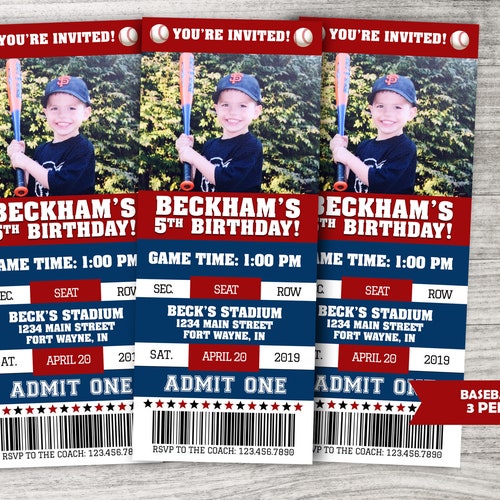 Baseball Ticket Invitation Baseball Birthday Baseball Baby Etsy