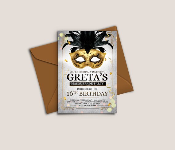 Masquerade Birthday Invitation | Etsy