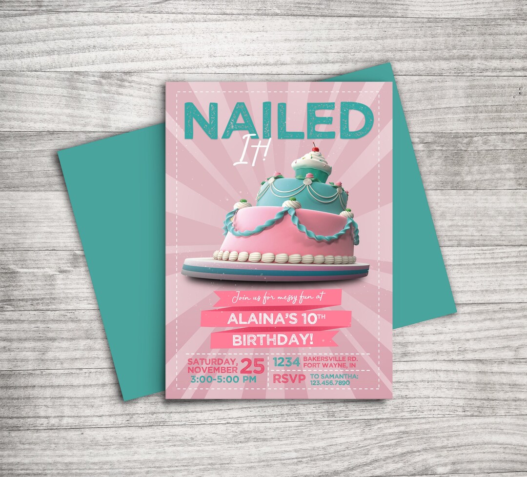Nailed It Baking Birthday Invitation - Etsy