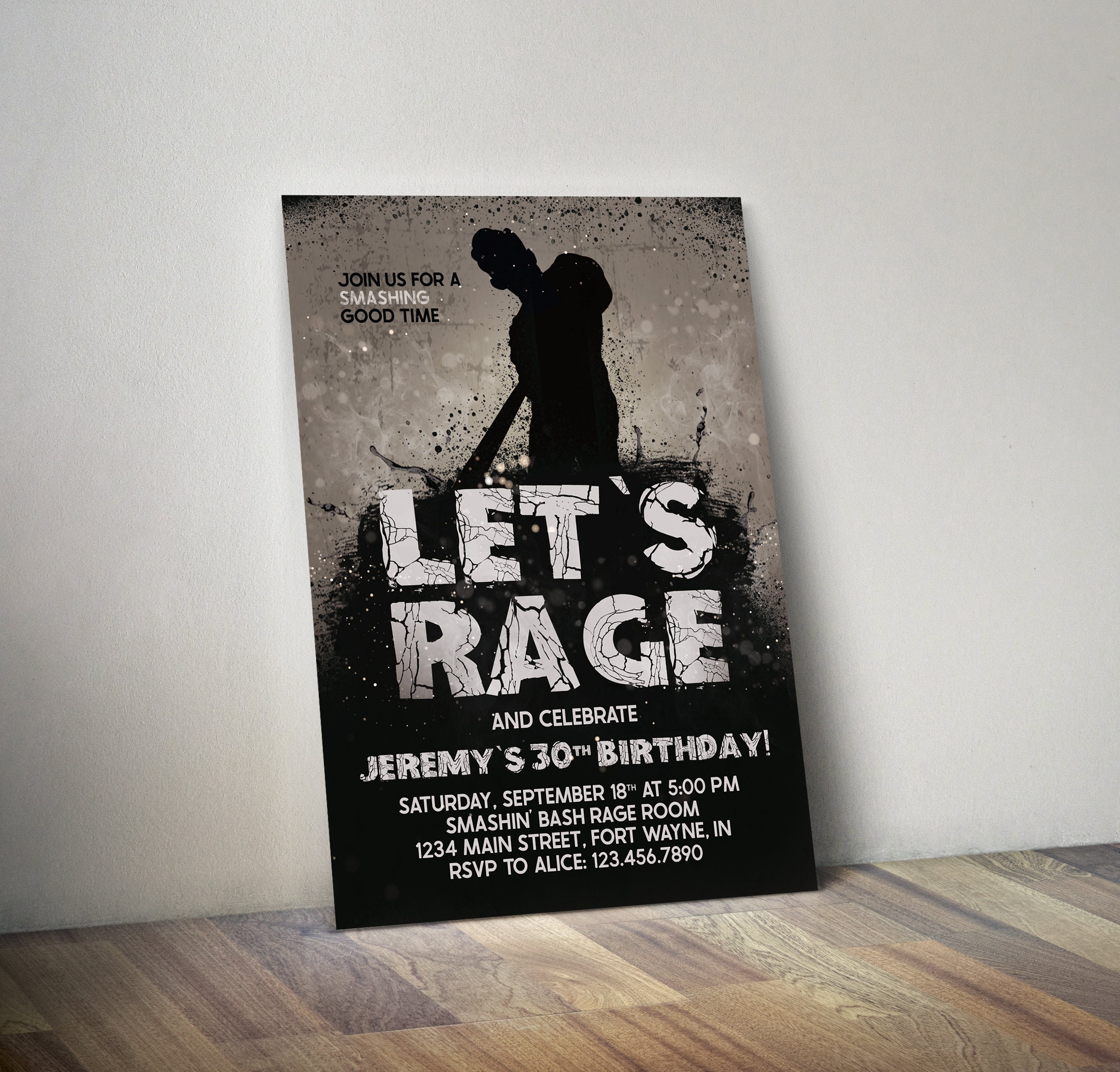 Rage Room Birthday Invitation Etsy