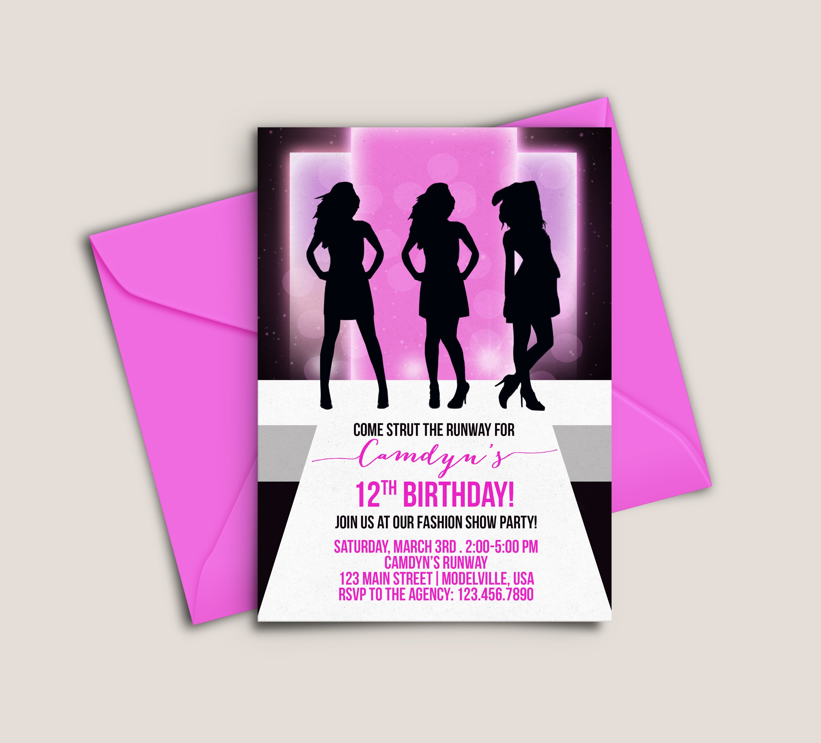 Novel Concept Designs - Fashion Runway - Make up - Birthday Party -  Invitation