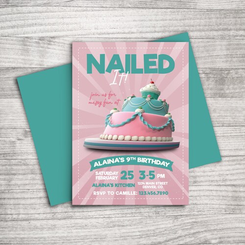 Nailed It Baking Birthday Invitation - Etsy