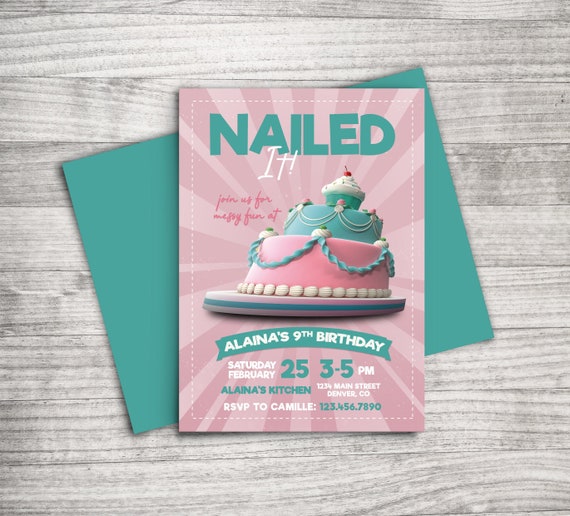 Nailed It Baking Birthday Invitation | Etsy