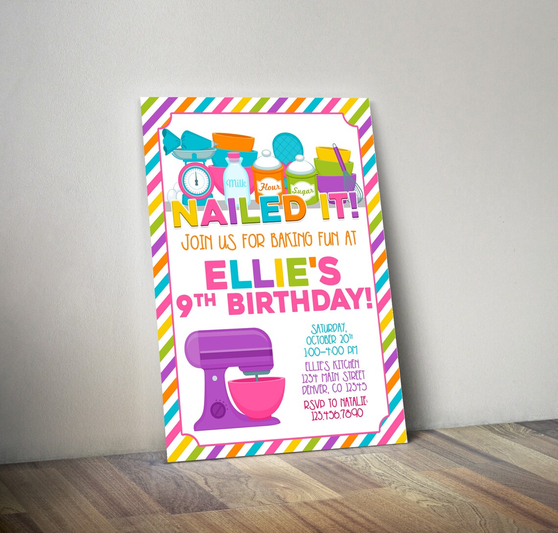 Nailed It Baking Birthday Invitation - Etsy