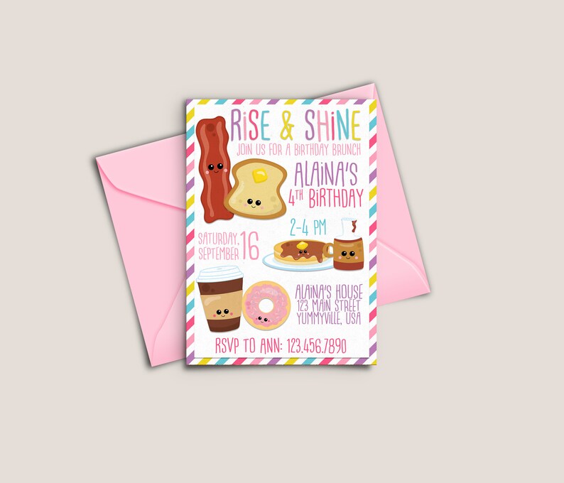 Cute Breakfast Birthday Invitation | Etsy