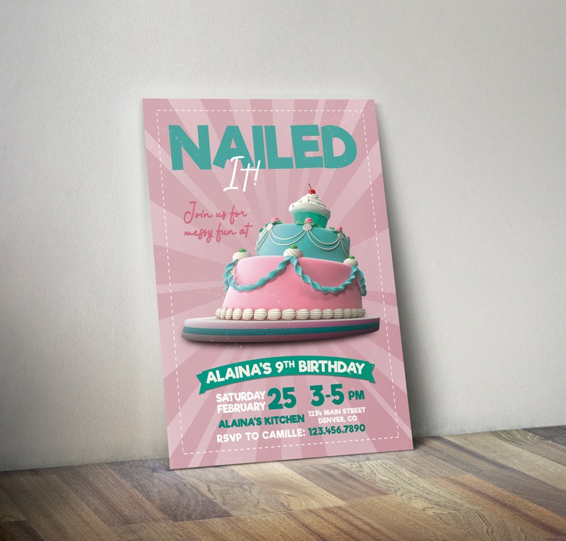 Nailed It Baking Birthday Invitation | Etsy