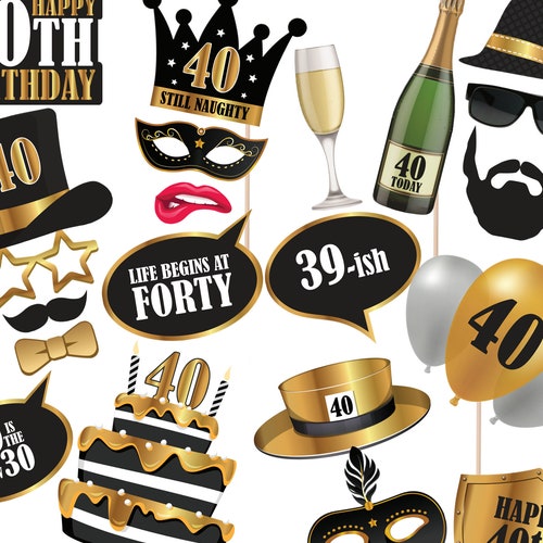 40th Birthday Printable Photo Booth Props INSTANT DOWNLOAD - Etsy
