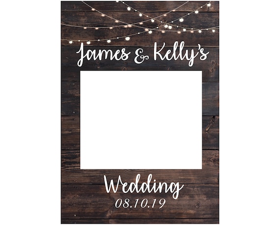 Personalised Rustic Wood with Fairy Lights - Custom Printed 'Selfie' Posing Frame