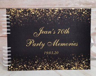 Personalised Black & Gold Glitter Ombre  Guestbook DIY Photo Album