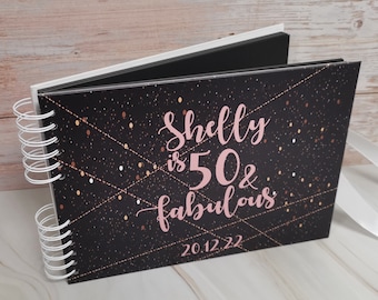 Personalised Spacious Confetti Rose Gold Line Style Guestbook DIY Photo Album