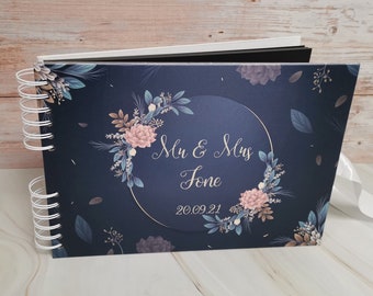 Personalised Chathams Blue Beautiful Floral Style  Guestbook DIY Photo Album