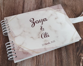 Personalised Classic Marble Geometric Design with Gold Frame Guestbook DIY Photo Album