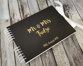 Personalised Plain Black With Gold Writing Guestbook DIY Photo Album