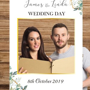 Personalised White, Gold and Green Floral Design - Custom Printed 'Selfie' Posing Frame image 2