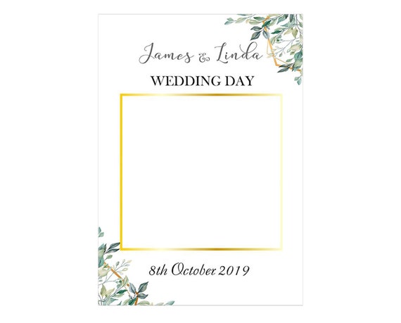 Personalised White, Gold and Green Floral Design - Custom Printed 'Selfie' Posing Frame