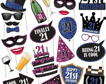 High Quality Card 21st Birthday High Photo Booth Props On Sticks. 21st Birthday Party Props