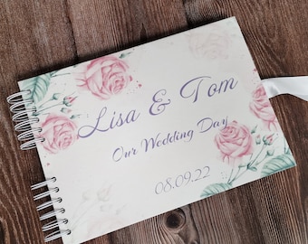 Personalised Pastel Watercolour Rose Guestbook DIY Photo Album