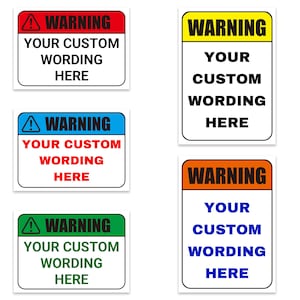 Custom Warning Sign  – Choose Size, Layout, Background Colour & Font Style – Durable Weatherproof Rust-Proof PVC Sign No.070