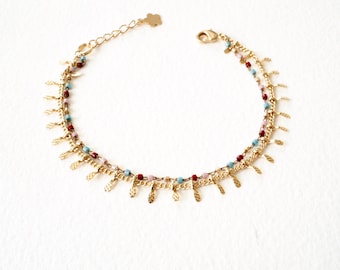 Pulsera delicada de acero inoxidable de múltiples hebras con cuentas de cristal Miyuki japonesas, joyería de diseño, regalo hecho a mano para mujer.
