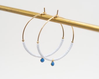 Elegant hoop earrings, fine hoop earrings, minimalist hoop earrings, gilded with fine gold 1 micron / Japanese Miyuki glass beads / designer jewelry