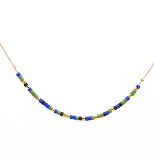 Short, thin, minimalist, delicate necklace / designer jewelry / gold-plated chain with Japanese Miyuki glass beads / handmade