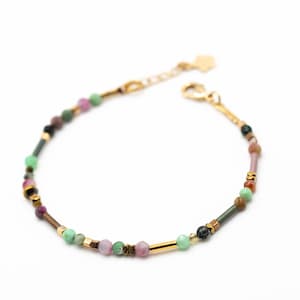 Bracelet in fine stones / natural stones, glass beads / delicate minimalist jewelry / women&#39;s gift / French artisanal manufacture
