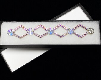 Swarovski Crystal Rhinestone Bracelet, Soft Ballroom Bracelet,Flexible Dancesport Bracelet, Ballroom Jewelry,