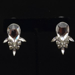 Clip on Swarovski Crystal Earrings, Ballroom Earrings, Competition Earrings, Ballroom Dance Jewelry, Wedding Earrings