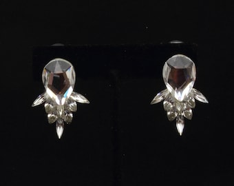 Clip on Swarovski Crystal Earrings, Ballroom Earrings, Competition Earrings, Ballroom Dance Jewelry, Wedding Earrings