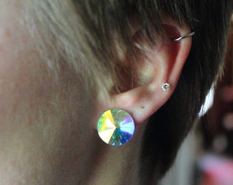 Swarovski Crystal Rivoli Post Earrings, Crystal Earring, Ballroom Earrings