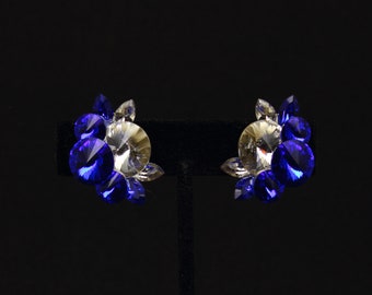 Blue Ballroom Dance Earrings, Dancesport Earrings, Swarovski Clip On Earrings, Something Blue Wedding Earrings, Pageant Earrings