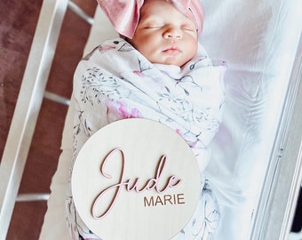 Round Wood Baby Announcement Sign, Nursery, Baby, Room Decor, Baby Shower, Personalized Gifts, kids room, baby photo prop, newborn, wood