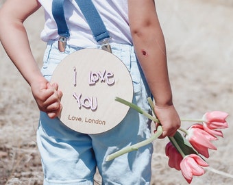 Child’s Handwritten wood sign, personalized wood sign, round sign, child’s hand writing, Mother’s Day, Mother’s Day gift, name signs, nana,