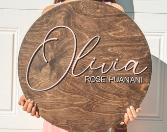 Personalized 3D Wooden Nursery Round Signs, Baby Shower, Baby Announcements, Nursery Decor, Newborn, Crib Decor, Room Decor, Gift ideas,