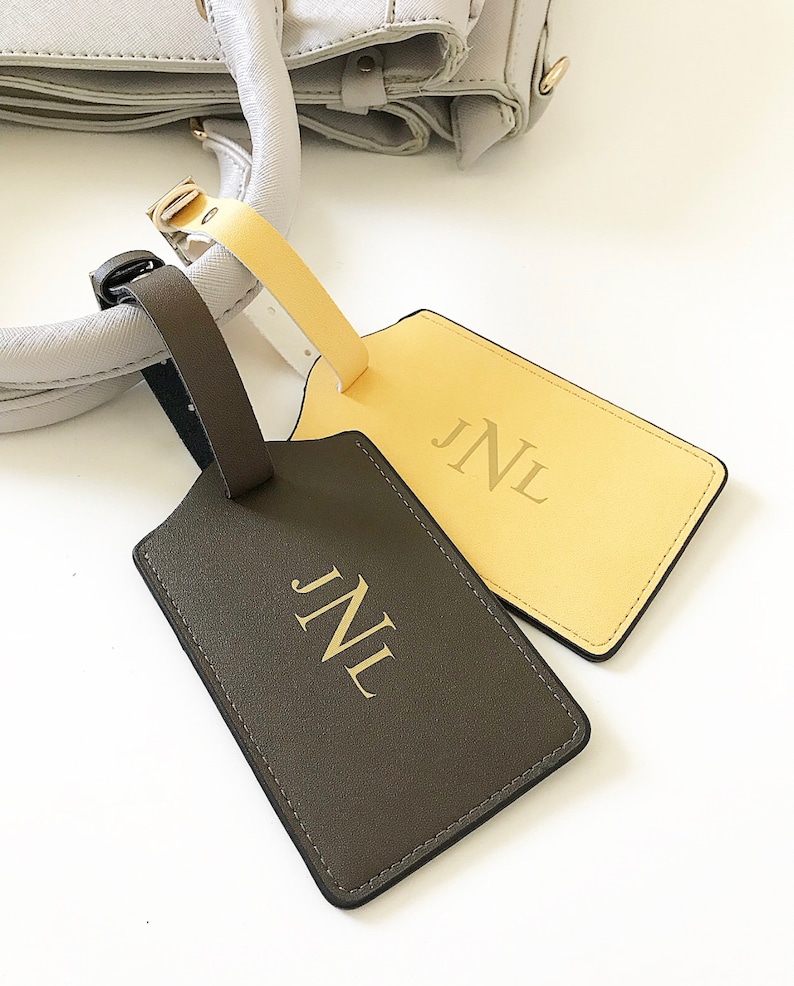 Personalized Luggage Tags, Monogrammed Luggage Tags, Travel, Couple Gifts, Bridesmaids, Best Friend, Sister, Bride, Wife, Leather, Monogram image 6