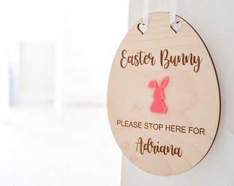 Personalized Easter Bunny Door knob Hanger, Easter basket, first Easter, gifts, wood, acrylic, nursery, decor, baby shower, girl, boy,