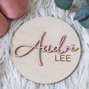 Round Wood Baby Announcement Sign, Nursery, Baby, Room Decor, Baby Shower, Personalized Gifts, kids room, baby photo prop, newborn, wood image 6