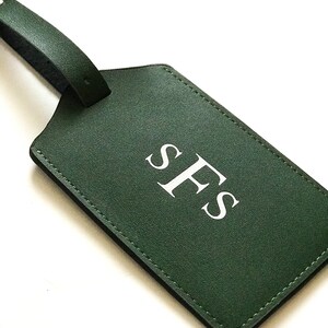 Personalized Luggage Tags, Monogrammed Luggage Tags, Travel, Couple Gifts, Bridesmaids, Best Friend, Sister, Bride, Wife, Leather, Monogram Army Green