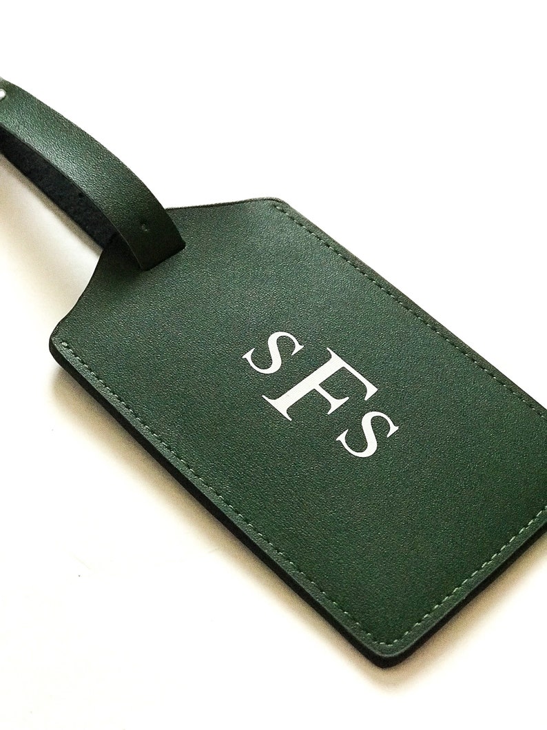 Personalized Luggage Tags, Monogrammed Luggage Tags, Travel, Couple Gifts, Bridesmaids, Best Friend, Sister, Bride, Wife, Leather, Monogram Army Green