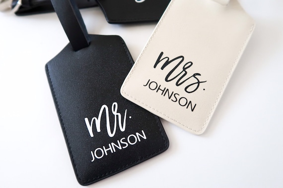 mr & mrs luggage tag set