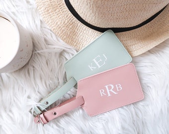 Personalized Luggage Tags, Monogrammed Luggage Tags, Travel, Couple Gifts, Bridesmaids, Best Friend, Sister, Bride, Wife, Leather, Monogram