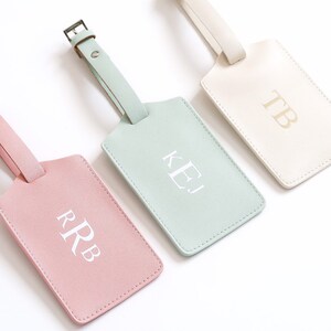 Personalized Luggage Tags, Monogrammed Luggage Tags, Travel, Couple Gifts, Bridesmaids, Best Friend, Sister, Bride, Wife, Leather, Monogram image 1