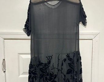 Black sheer and velvet 1920s flapper dress