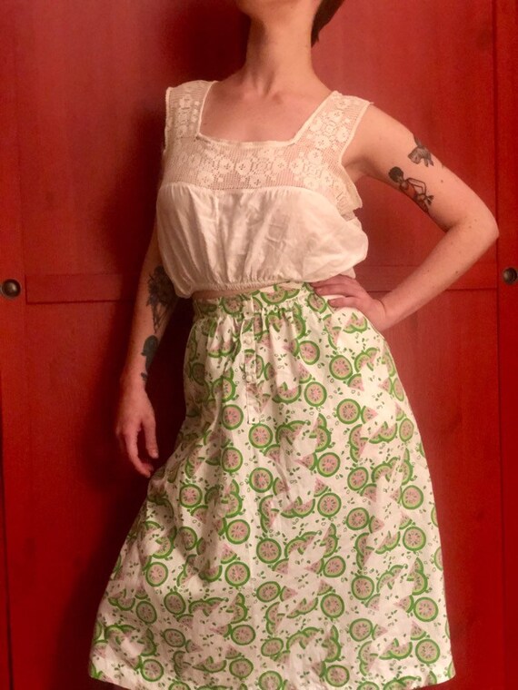 70s watermelon novelty print skirt
