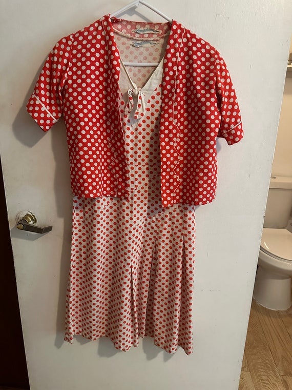 1920s 30s French antique polka dot dress with jack