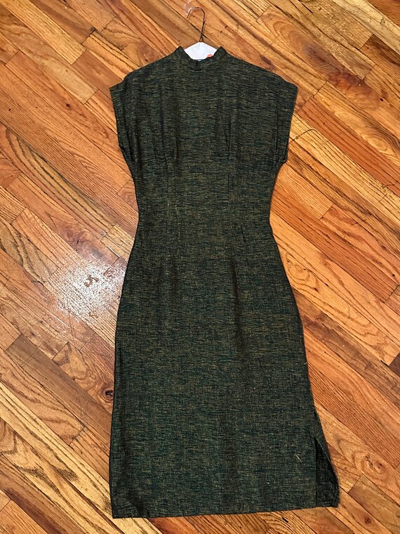 Green mid century wiggle dress